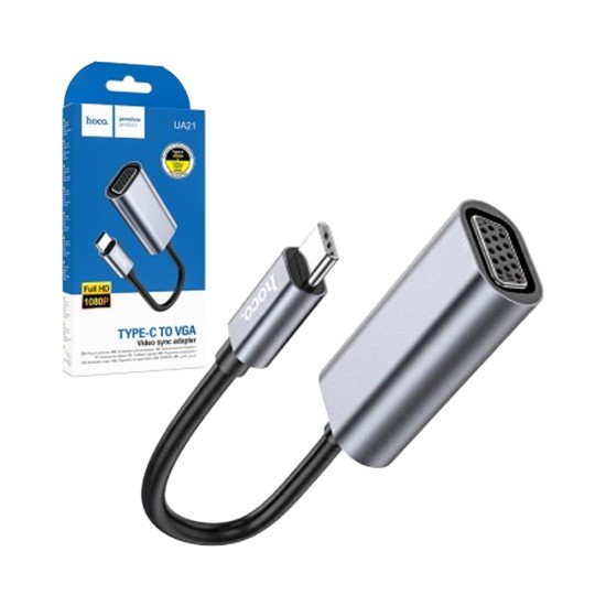 Adaptador Conversor Hoco UA21 Tipo-C para VGA Metal Cinza